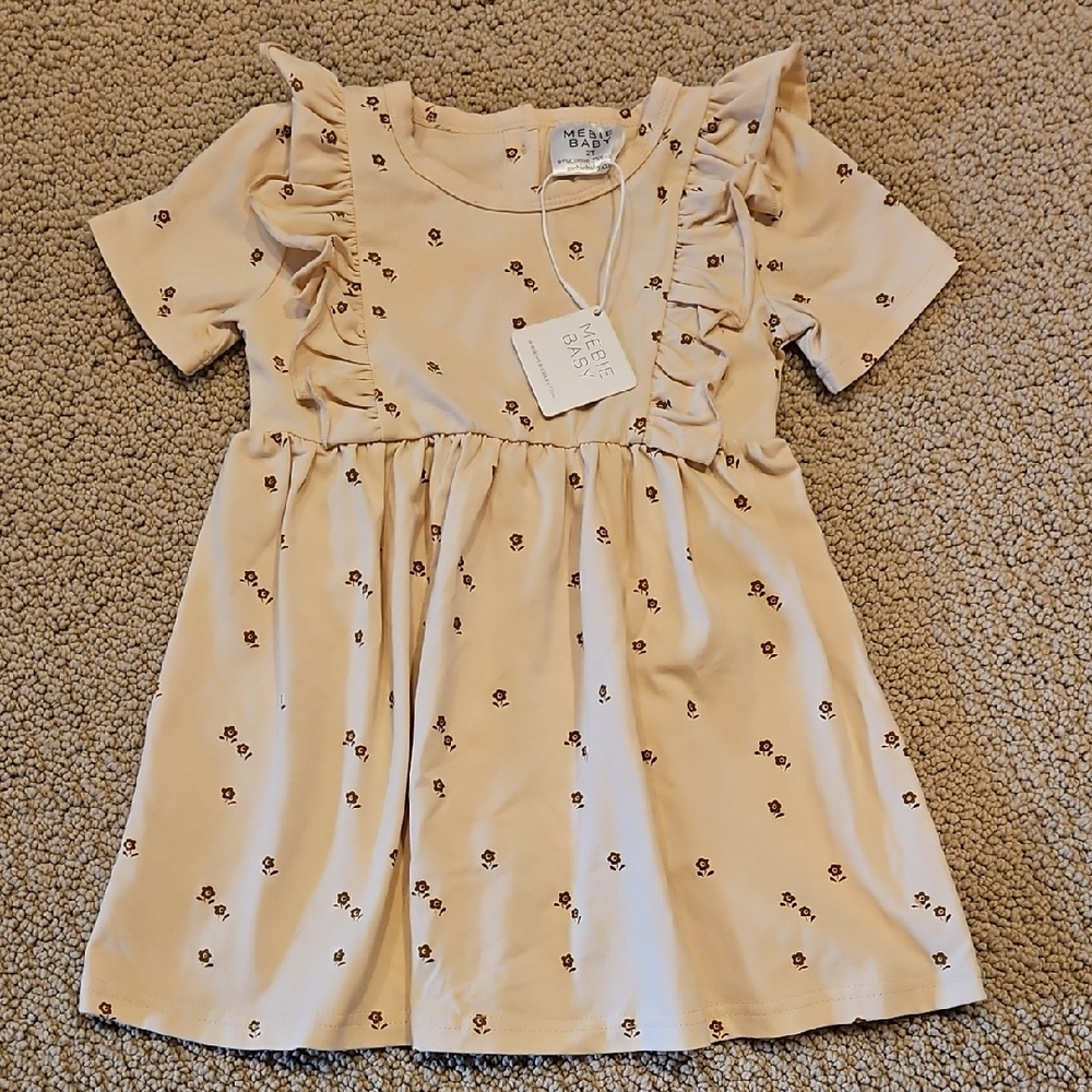 Beige 2T Dress with Floral Print